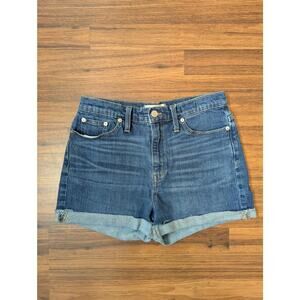 Madewell Denim Shorts High-rise Cuffed Blue Jean Shorts- Size 28- Clean Girl